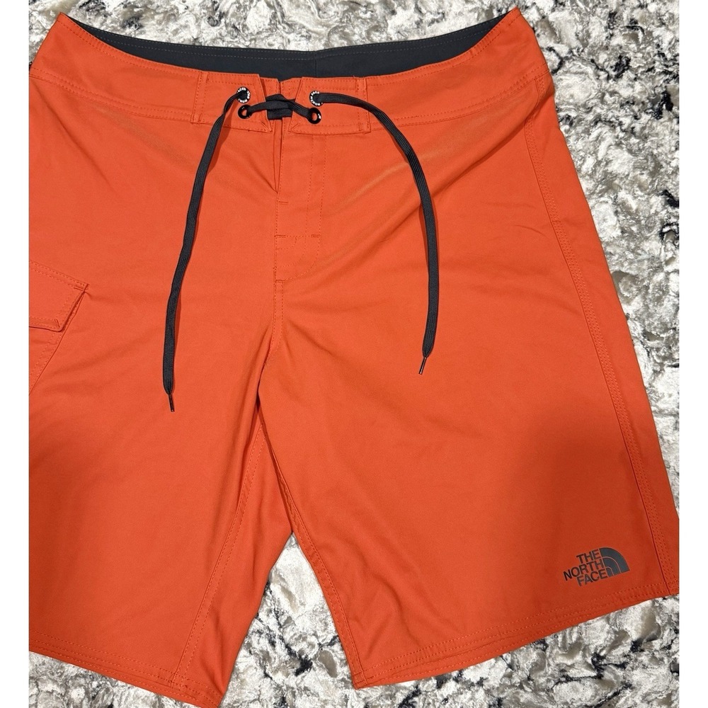 The North Face Board Shorts Sz 36 Orange Swim Trunks Lace Up Pocket Cargo 10.5"